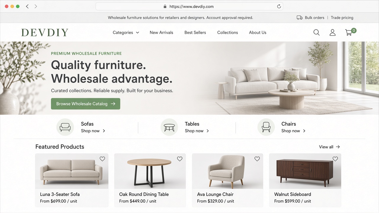 Preview of a DEVDIY B2B storefront